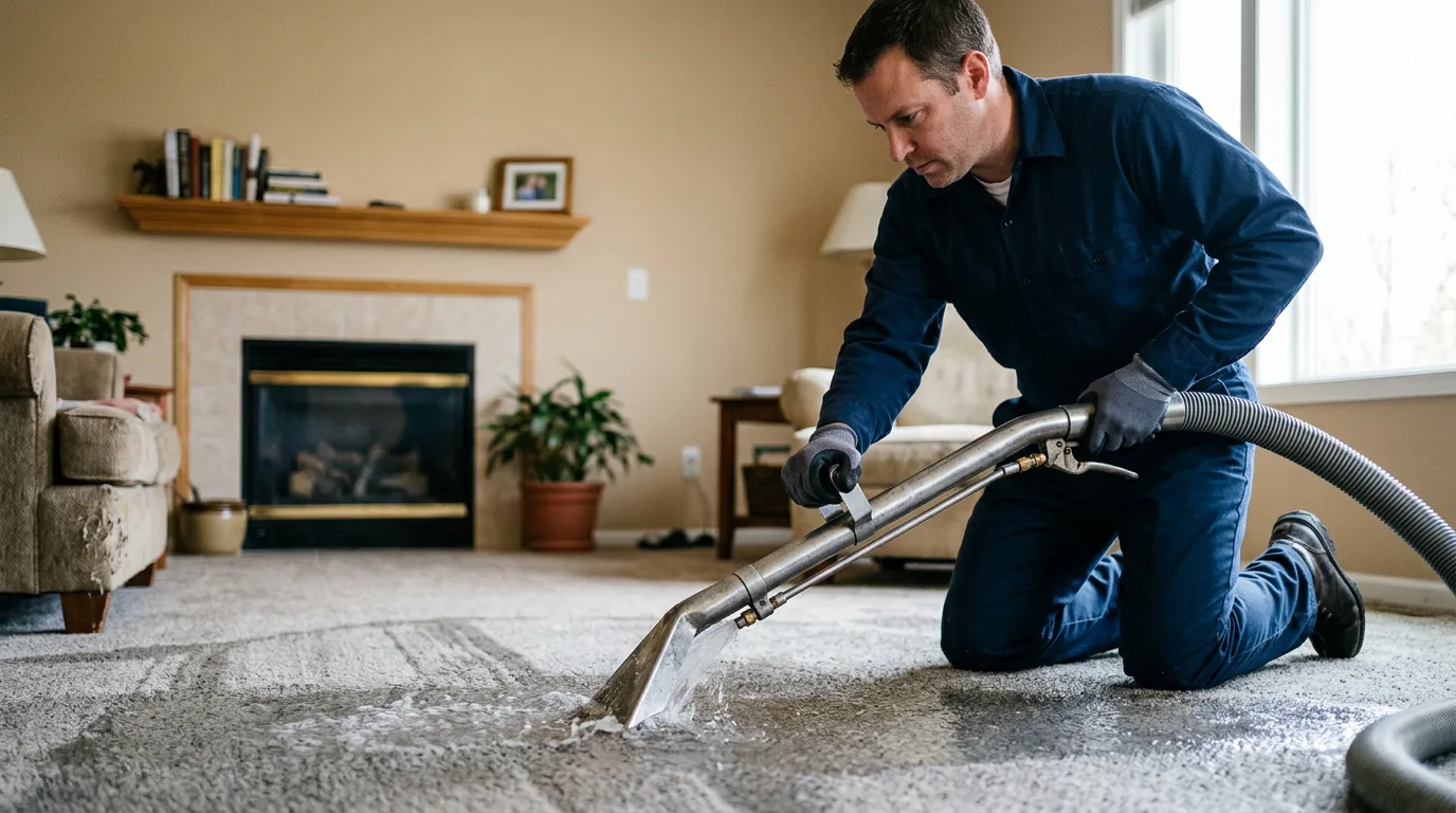 Water damage restoration technician working near Arcadia, WI